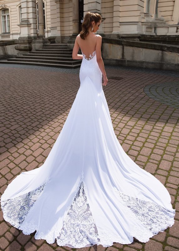 Robe De Mariée Sirène Longue Traîne Soirée Blanche