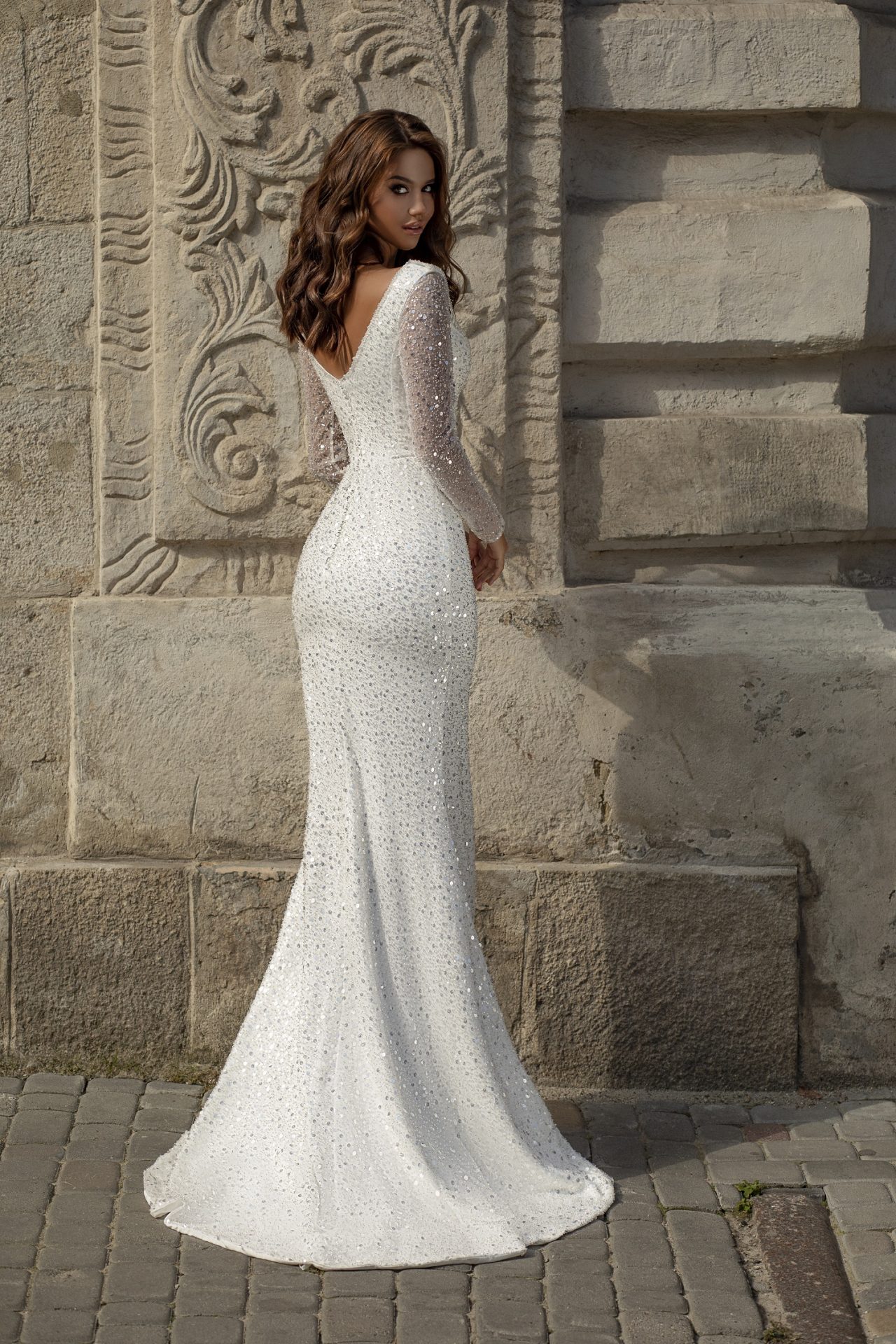 Robe de mariée sirène manches longues image 1 | Soirée Blanche robe de mariée sirène manches longues