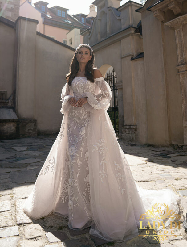 Robe De Mariée fourreau à traîne détachable | Soirée Blanche