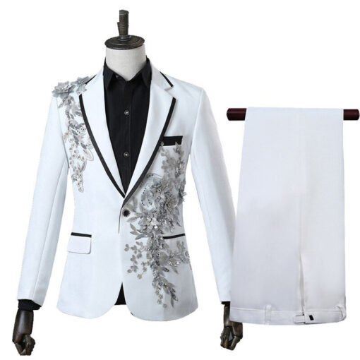 Costume Blanc Avec Broderie Costume Blanc Homme Soirée Blanche