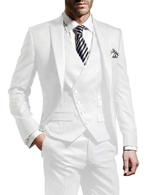 Costume Blanc Homme Chic 3 Pièces 1 | Robe de Mariée | Soirée Blanche