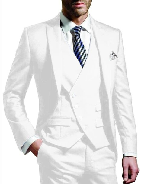 Costume Blanc Homme Chic 3 Pièces 11 | Robe de Mariée | Soirée Blanche