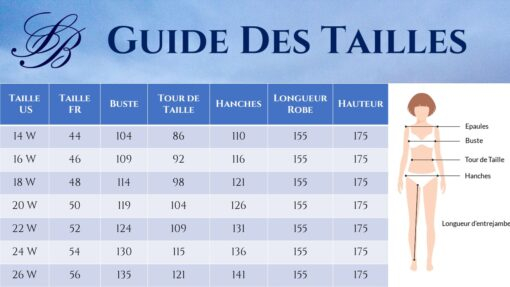 Guide des Tailles - Robe De Mariée Courte Chic Blanche Grande Taille | Soirée Blanche