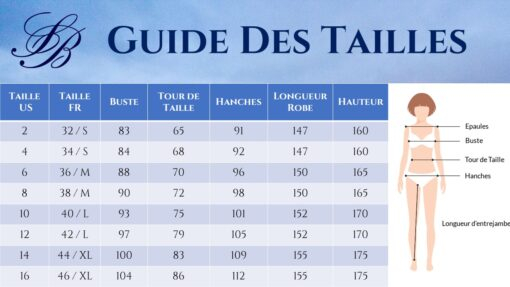 Guide des Tailles - Robe De Mariée Courte Chic Blanche | Soirée Blanche