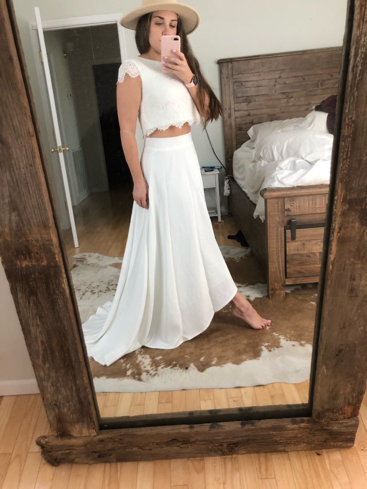 Robe De Mariée Jupe Et Haut Dentelle Blanche Soirée Blanche 4692