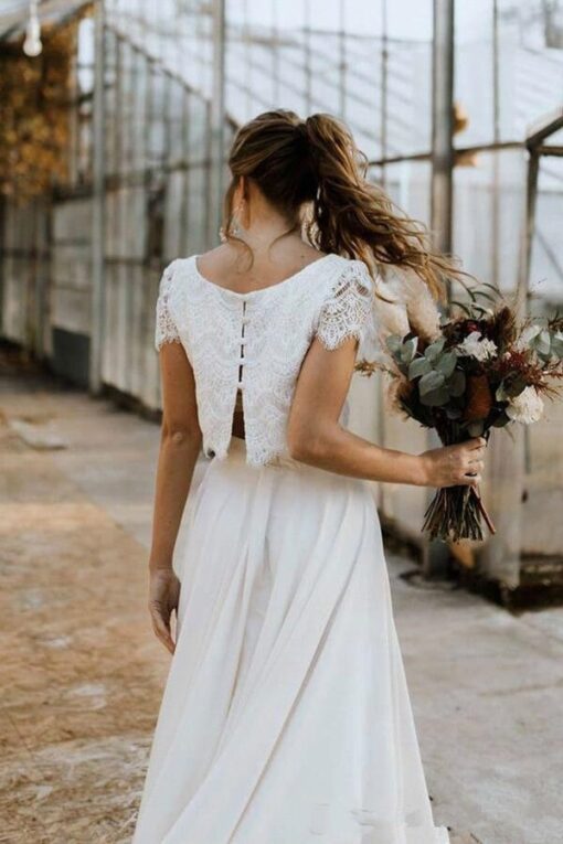 Robe De Mariée Jupe Et Haut Dentelle Blanche | Soirée Blanche