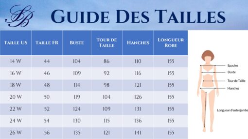 Guide des Tailles - Robe De Mariage Bohème Grandes Tailles - Soirée Blanche