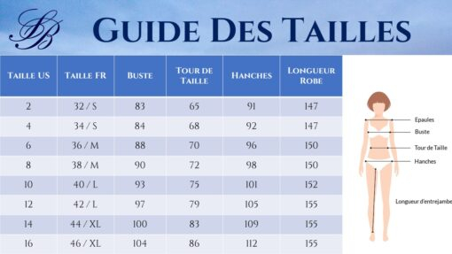 Guide des Tailles - Robe De Mariée Courte Bohème - Soirée Blanche
