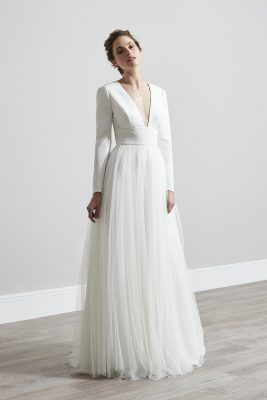 Robe De Mariée Simple A Manches Longues Blanche | Soirée Blanche