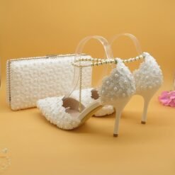 Ensemble Chaussure Et Sac De Mariage Blanc