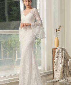 Robe de mariée fente montante et dentelle florale | Soirée Blanche