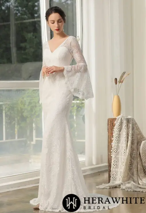 Robe de mariée fente montante et dentelle florale | Soirée Blanche