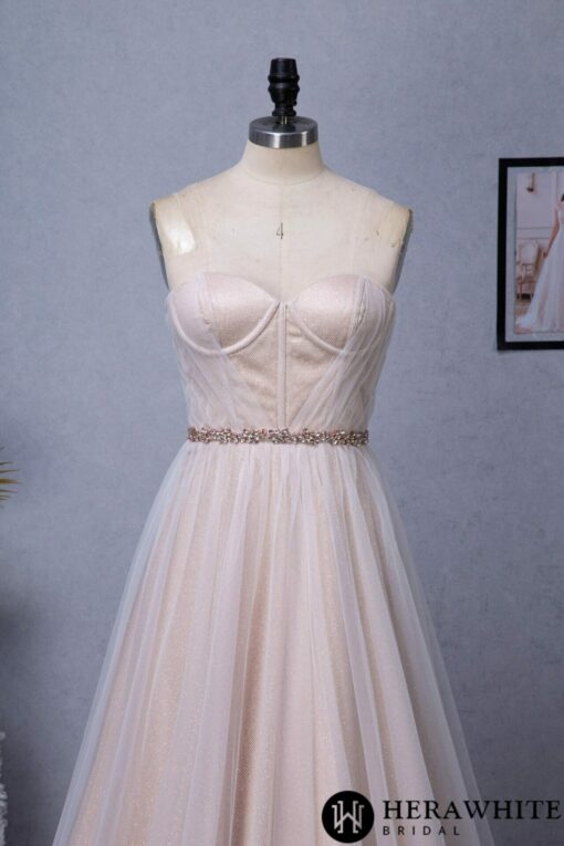 Robe de mariée en tulle avec corset rose nude | Soirée Blanche