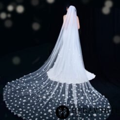 Voile de Mariée Longue à Fleurs