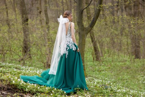 Robe De Mariée Blanche Et Verte | Soirée Blanche