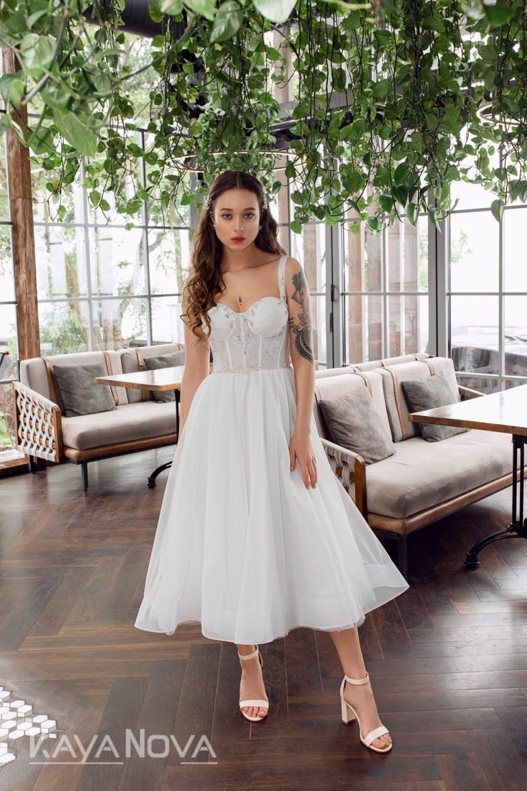 Robe De Mari?�e Courte Avec Perles Blanche | Soir?�e Blanche