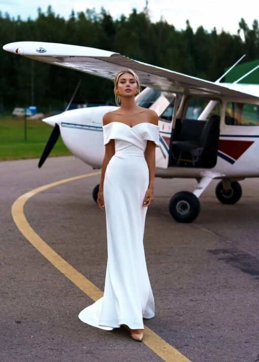 Robe Blanche Longue de Cérémonie de Mariage