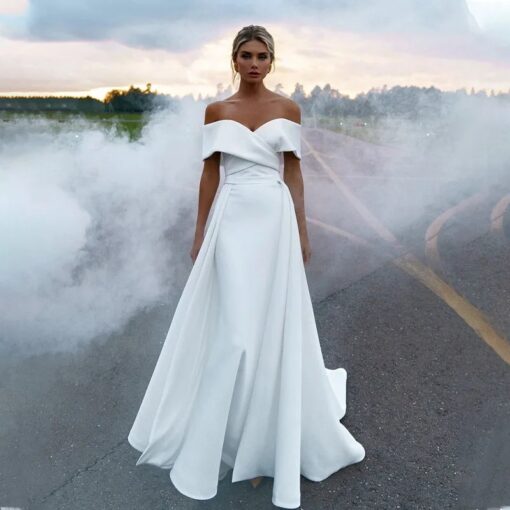 Robe Blanche Longue de Cérémonie de Mariage