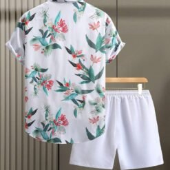 Ensemble Blanc Deux Pièces À Imprimé Floral Irrégulier Pour Hommes image 9 | Soirée Blanche