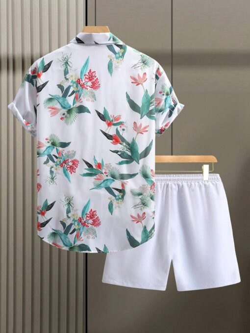 Ensemble Blanc Deux Pièces À Imprimé Floral Irrégulier Pour Hommes image 3 | Soirée Blanche