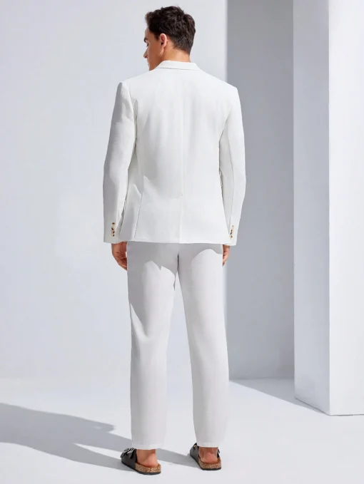 Ensemble De Costume Blanc Tissé Décontracté Et À La Mode Pour Homme image 3 | Soirée Blanche