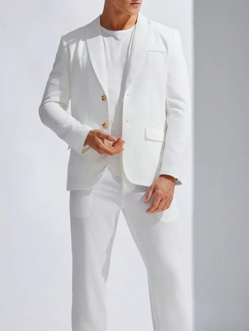 Ensemble De Costume Blanc Tissé Décontracté Et À La Mode Pour Homme image 1 | Soirée Blanche