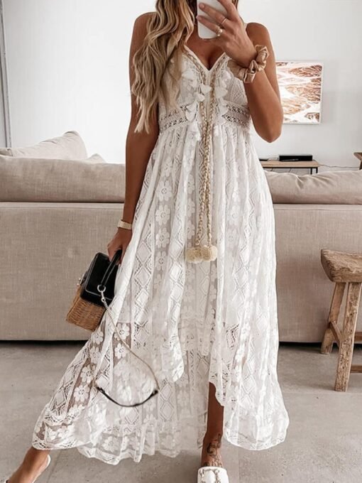 Robe Maxi Blanche Dentelle image 15 | Soirée Blanche