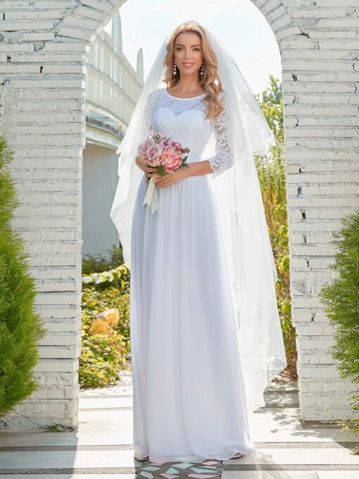 Robe De Mariée Empire Avec Perles Blanches image 15 | Soirée Blanche