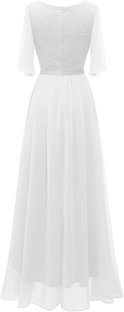 Robe de mariée A en dentelle pailletée col cœur plongeant image 7 | Soirée Blanche