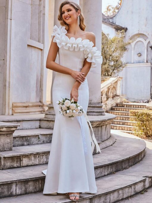 Robe de mariée sirène en dentelle florale avec manches en tulle détachables image 13 | Soirée Blanche