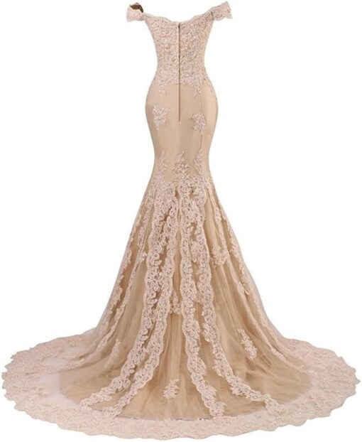 Robe de mariée trompette en dentelle perlée et tulle image 5 | Soirée Blanche