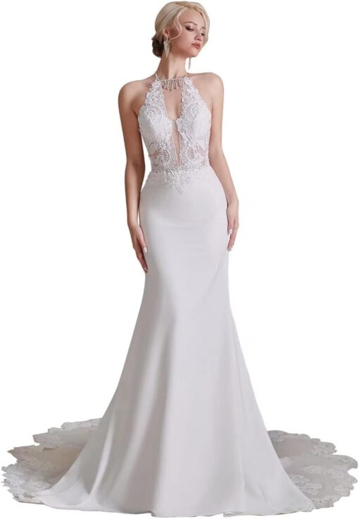 Robe De Mariée Dos Ouvert Blanche image 3 | Soirée Blanche