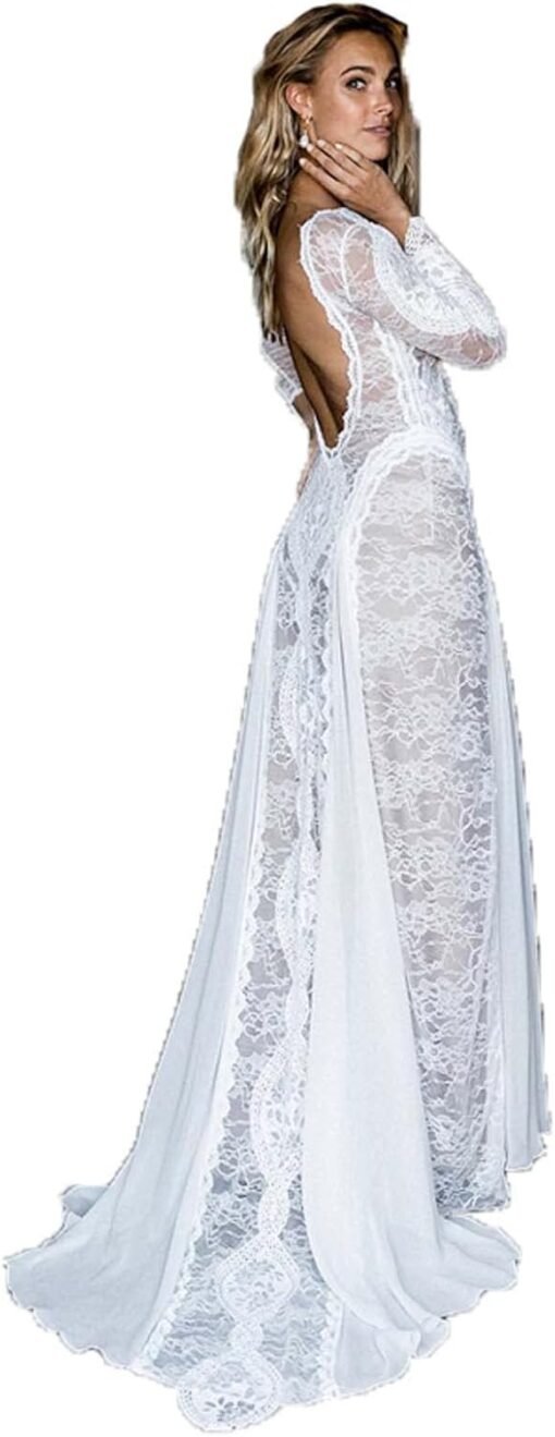 Robe De Mariée Bohème Florale Blanche image 3 | Soirée Blanche