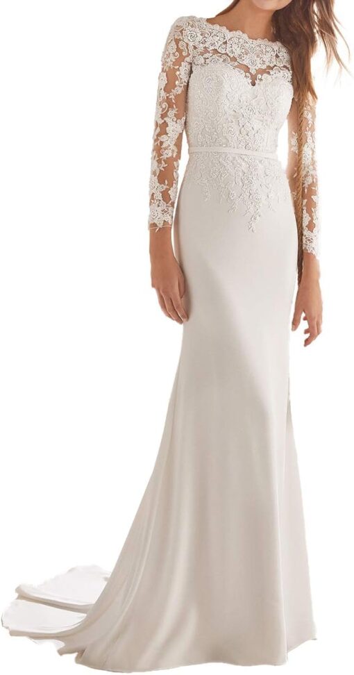 Robe De Mariée Manches Longues Dos Nu Blanche image 3 | Soirée Blanche