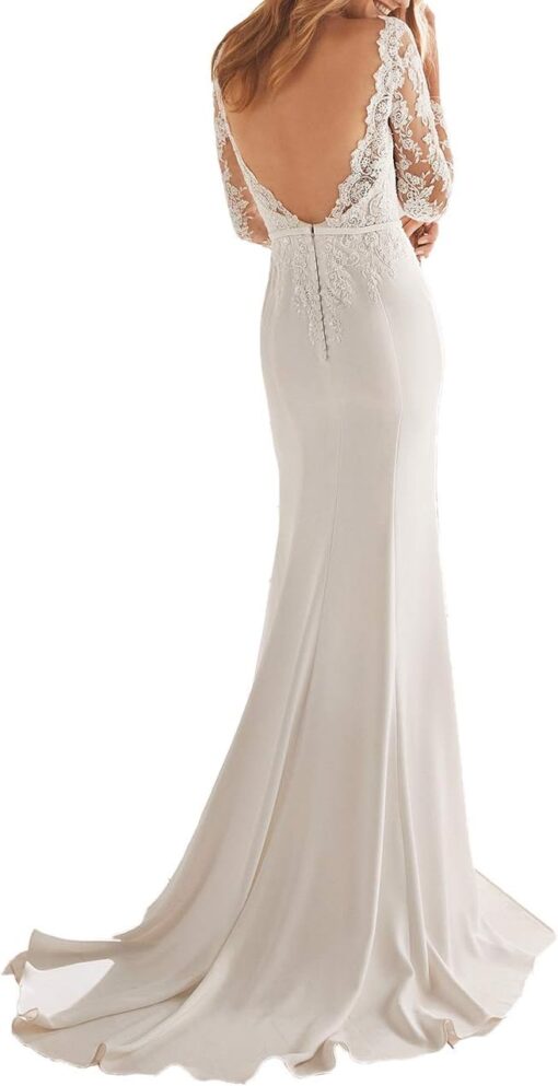 Robe De Mariée Manches Longues Dos Nu Blanche image 5 | Soirée Blanche