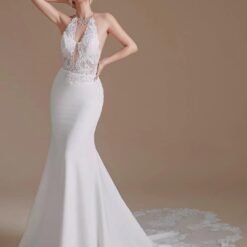 Robe De Mariée Col Américain Blanche image 21 | Soirée Blanche