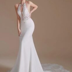 Robe De Mariée Col Américain Blanche image 23 | Soirée Blanche