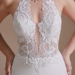 Robe De Mariée Col Américain Blanche image 25 | Soirée Blanche