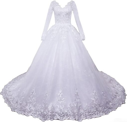 Robe De Mariée Hiver Manches Longues Blanche image 3 | Soirée Blanche