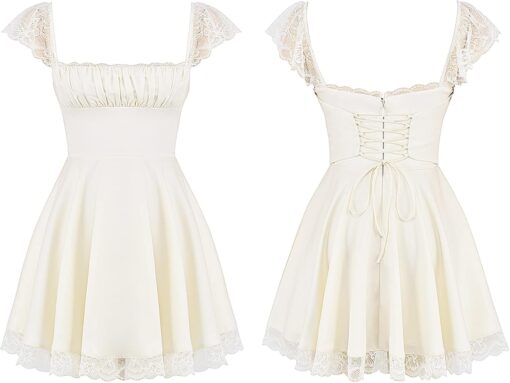 Robe Élégante Mini Dentelle Blanche image 7 | Soirée Blanche