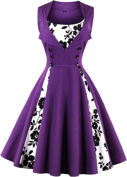 Robe De Cocktail Violette Et Blanche image 3 | Soirée Blanche