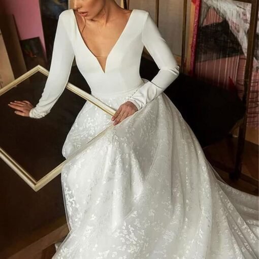 Robe De Mariée Trapèze Blanche image 7 | Soirée Blanche