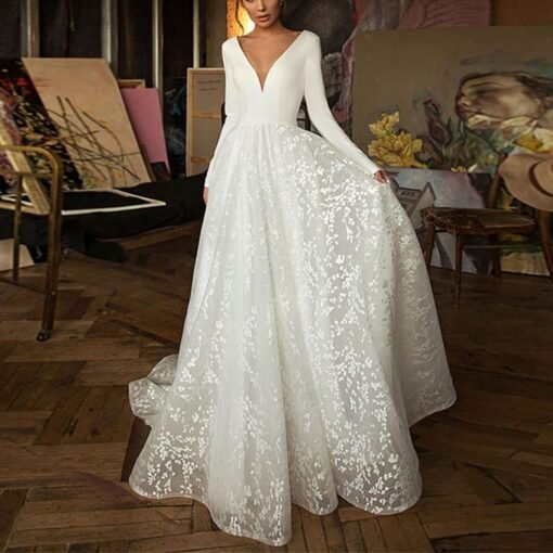 Robe De Mariée Trapèze Blanche image 3 | Soirée Blanche