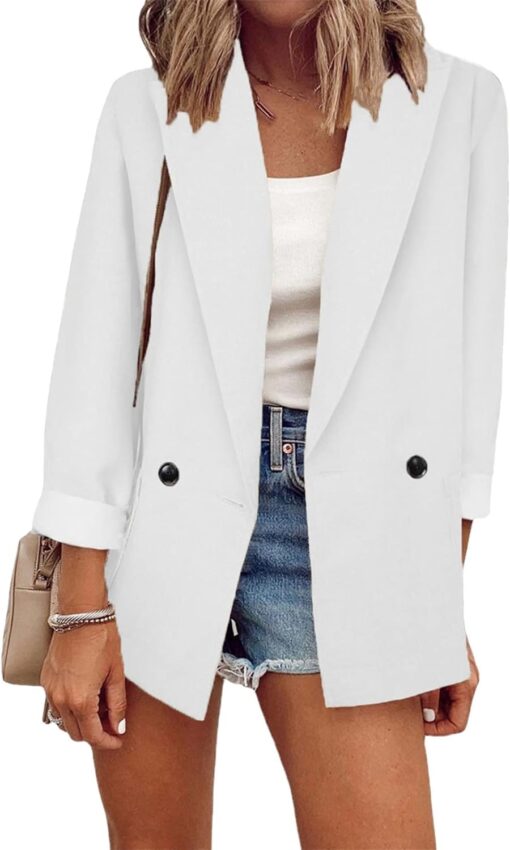 Manteau de Fait Maison Blazer Femme à Manches Longues image 3 | Soirée Blanche