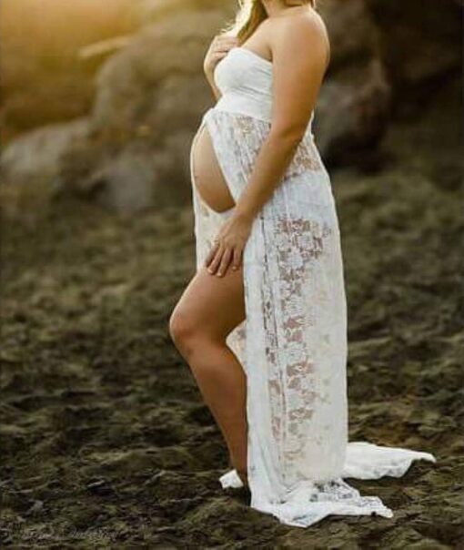 Robe Blanche Dentelle Femme Enceinte image 11 | Soirée Blanche