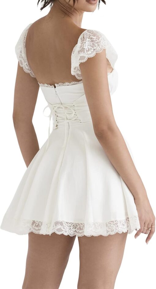 Robe Élégante Mini Dentelle Blanche image 5 | Soirée Blanche