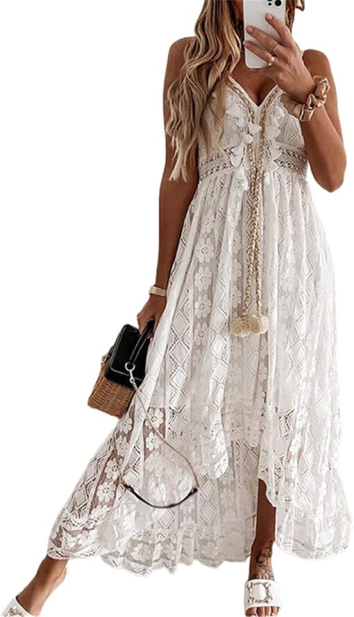 Robe Longue Blanche Dentelle Boheme image 3 | Soirée Blanche