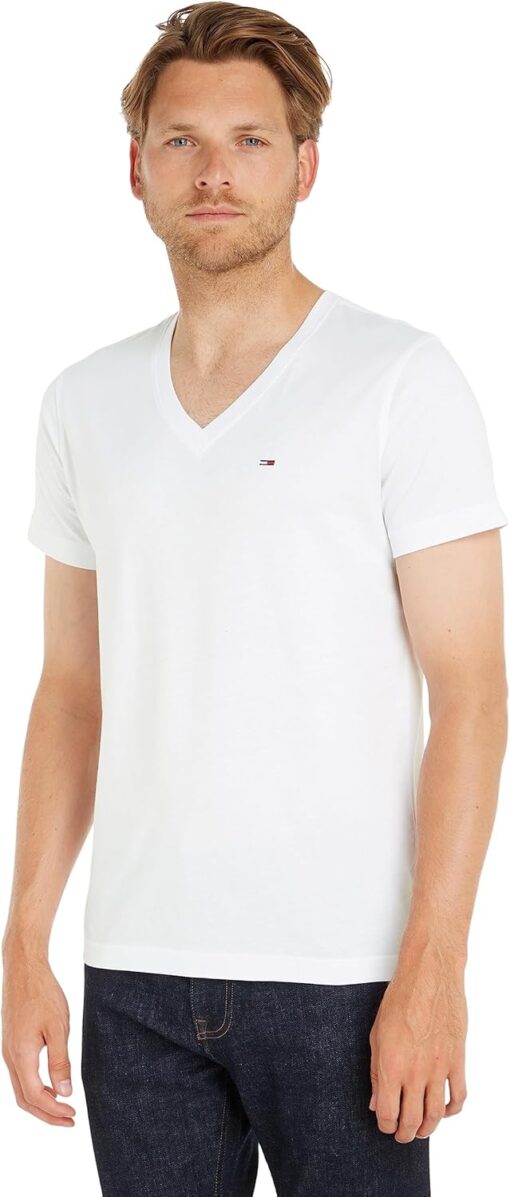 T-shirt Original Tommy Hilfiger Homme en Jersey V-Neck image 3 | Soirée Blanche