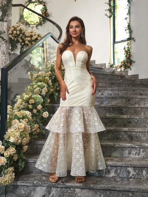 Robe De Mariée Sirène Bustier Blanche image 5 | Soirée Blanche