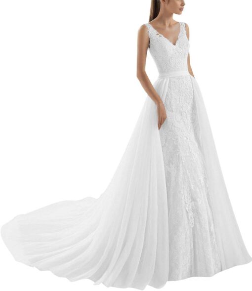 Robe De Mariée Sirène Avec Traîne image 3 | Soirée Blanche